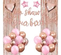 Rose Gold Go Shawty It's Your Birthday Banner Balloons Decorations, Glitter Birthday Banner with Rose Gold Fringe Curtain Pink Balloon Star Foil Balloon for Girls Women Hip Hop Rap Theme Party