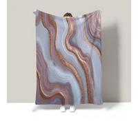 Rose Gold Grey Marble Flannel Blanket, Modern Luxury Throw Blanket Soft Warm Lightweight Rose Gold Blankets for Sofa Couch Bed Travel Home Decor 150x200cm