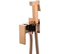 Rose Gold Handheld Bidet Sprayer Kit for Toilet Wall Mounted Brass Single Handle Bidet Sprayer Set with 150cm Shower Hose Cloth Diaper Sprayer Square Head LWX