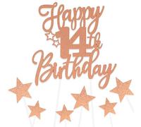 Rose Gold Happy 14th Birthday Cake Toppers for Cake,Personalised Cake Toppers for Boy Men Girl Women Decorations,Glitter Cupcake Topper Cake Topper Kit 114th Birthday Party Cake Decoration Supplies