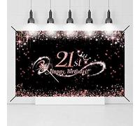 Rose Gold Happy 21st Birthday Banner Backdrop Decorations for Girls Extra Large Fabric 21 Year Old Birthday Finally Legal Twenty One Party Photography Background Decor Sign Photo Booth Party Supplies