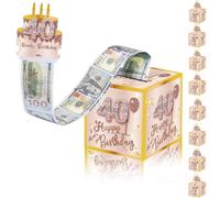 Rose Gold Happy 40th Birthday Money Box for Cash Gift, Pull Surprise Money Gift Box for Lady 40 Years Old Birthday Presents,Birthday Gift Money Box Money Presentation Box for Cash Gifts Birthday