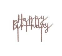 Rose Gold 'Happy Birthday' Glitter Acrylic Cake Topper - Reusable Cake Decoration