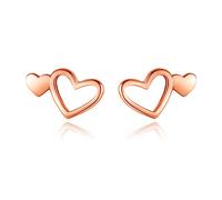 Rose Gold Heart Stud Earrings for Women
