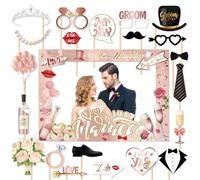 Rose Gold Hen Party Photo Booth Props 25pcs Giant Inflatable Team Bride Selfie Frame HenParty Accessories for Wedding Engagement Bridal Shower Bachelorette Hen-Night Do Party Games Accessories