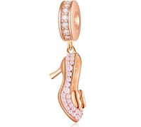 Rose Gold High Heel Shoe Pendant Charms, 925 Sterling Silver Pave Brilliant Stiletto Cinderella Shoe Dangle Beads fit Pandora Women Bracelet, Gifts for Birthday/Wedding Anniversary/Party