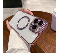 (rose gold, iPhone 15) Luxury Plating Magnetic Wireless Charging Phone Case for iPhone 16 Pro Max 16 Plus 16 iPhone 15 14 13 12 11 Pro Max Shockproof Cover