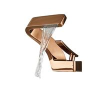 Rose Gold Kitchen Tap White Chrome Deck Mount Waterfall Sink Mixer Tap Single Handle Hot and Cold Water Tap Elegant Bathroom Basin Faucet (1 UK Size)