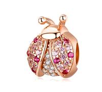 Rose Gold Ladybug Charm 925 Sterling Silver Cat Charm Dog Charm Camel Charm Rabbit Charm Dolphin Charm Butterfly Charm for Pandora Charm Bracelet (Ladybug of Rose Gold)