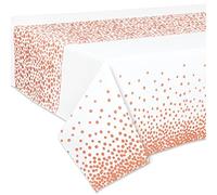Rose Gold Large Plastic Tablecloth Cover 9ft x 4.5ft (137x274cm) Rectangle Table Cloth Oilcloth Waterproof Stain-Resistant Christmas Birthday Wedding New Year Home Garden Party Table Decoration Supply