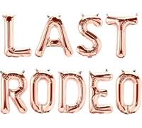 Rose Gold Last Rodeo Foil Balloons - Cowgirl Hen Party Letter Balloon Banner for Western Bride Decorations & Bridal Shower Décor, 1m (2 Pack)