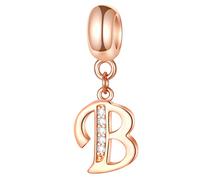 Rose Gold Letter B Charms fits Pandora Moments Bracelets, Initial B Alphabet Beads, 925 Sterling Silver Dangle Reflexions CZ Birthstone, Gift for Big Sister/Brother/Birthday