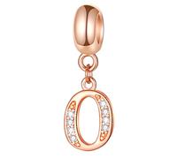 Rose Gold Letter O Charms Alphabet Beads -925 Sterling Silver Initial O Dangle CZ Birthstone Necklace Pendant, fits Pandora Charm Bracelets, for October/Grandparents Gifts