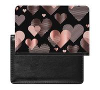 Rose Gold Love Heart Passport Holder PU Leather Slim Passport Cover with Card Slots Travel Document Holder Cover