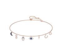 (Rose gold lucky horseshoe necklace) Devil's Eye Lucky Palm Horseshoe Necklace for Women, Swarovski Element Crystal Collarbone chain for women.