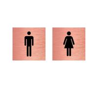 Rose Gold Male & Female Toilet Sign Twin Pack from ViroDisplay® - Brushed Rose Gold 100 x 100mm - Durable Printed Surface - Self-Adhesive Fixing