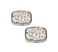 Rose Gold Marble Design Background Print pilldispenser 2 Compartment Medicine Case, Portable pilldispenser for Pocket Or Purse Pillbox