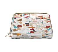 (Rose Gold Marble Design Background) Print Pu Leather Makeup Bag with Zipper Pocket Compact Organizer for Travel/Purse