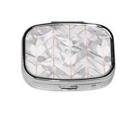Rose Gold Marble Design Background Print Square Metal Pill Box Decorative Pill Case - Carry Your Meds in Style (Rectangular)