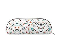 Rose Gold Marble Design Background Stylish Leather Half Moon Cosmetic Bag Printed PVC Cross Grain Leather Pouch for Pens, Makeup Essentials Compact Organizer for Travel, School Office