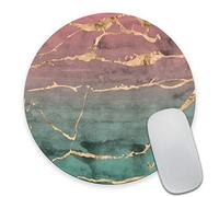 Rose Gold Marble Design Round Mouse pad, Watercolor Gradient Texture Non-Slip Rubber Mouse Pads Cute Mat Size