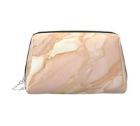 Rose Gold Marble Leather Toiletry Organizer Bag, Travel-Friendly Makeup Pouch for Women