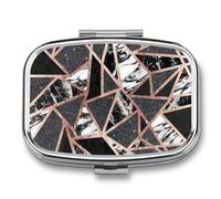 Rose Gold Marble Pill Box 2 Compartment Portable Pill Case Daily Square Pill Organizer for Pocket Purse Daily Medicine Container to Hold Vitamins Fish Oil Travel Gifts