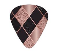 Rose Gold Marble Pink Black Geometric,12 Pcs Guitar Pick,3 Different Thickness Plectrums for Acoustic Guitar Bass Ukulele (0.46mm 0.96mm 0.71mm)