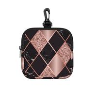 Rose Gold Marble Pink Black Geometric, Square Zipper Storage Bag, Neoprene Coin Purse, Small Wallets, Change Pouch, Change Purse