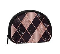 Rose Gold Marble Pink Black Geometric, Women's Storage Bag Shell Makeup Bag Small Coin Purse Shell Change Pouch