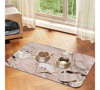 Rose Gold Marble Print Pet Food Mat Absorbent Non Slip PU Leather Feeding Mat for Dogs Cats Rubber Bottom