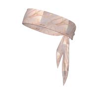 Rose Gold Marble Print Sports Headband, Adjustable Head Tie For Running, Tennis & Workouts, Soft Fit