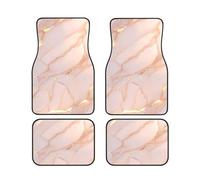 Rose Gold Marble Print Vehicle Stylish Floor Mats Set 4 Pieces Car Foot Mat Anti-Slip Cushion Vans Sedans
