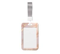 Rose Gold Marble Printed Id Badge Holder with Neck Strap Vertical Waterproof Name Card Holder for Office School
