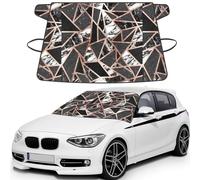 Rose Gold Marble Printed Winter Car Protector, Waterproof Coated Snow Shield, Secure Mirror Strap Auto Cover