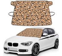 Rose Gold Marble Printed Winter Car Protector, Waterproof Coated Snow Shield, Secure Mirror Strap Auto Cover