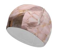 Rose Gold Marble Swim Cap for Women Men Swimming Hat Bath Waterproof Pool Caps for Long Thick Curly Hair