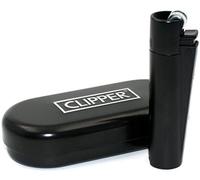 Rose Gold Metal Clipper Lighter With Embossed Chrome Box (Black)