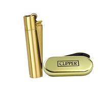 Rose Gold Metal Clipper Lighter With Embossed Chrome Box (Gold)