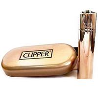 Rose Gold Metal Clipper Lighter With Embossed Chrome Box (Rose Gold)