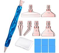 Rose Gold Metal Stainless Steel Tip Diamond Painting Art Sticky Drill Dot Pen Stylus Kits Set Accessories Tool with Wax for 5d DIY Diamond Painting Gem Nail Art Decoration Diamond Art Blue