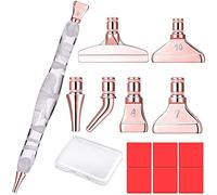 Rose Gold Metal Stainless Steel Tip Resin Diamond Painting Art Club Sticky Drill Dot Pen Stylus Kits Set Accessories Tool with Wax for 5d Diy Diamond Painting Gem Nail Art Decoration Diamond Art White