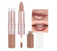Rose Gold Metallic 2 in 1 Lipstick Combo Lip Gloss Tints Stain Set Makeup for Women Long Lasting Waterproof 24, Light Pink Metallic Glitter Shimmer Iridescent Liquid Lipstick lippies Lip Gloss (03#)