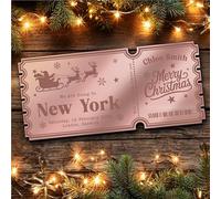 Rose Gold Mirror Acrylic Ticket Any Destination Christmas Surprise Holiday Personalised Any Text Voucher Surprise Reveal Voucher Ticket | Announcement Greeting Card | Note Card