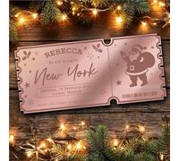 Rose Gold Mirror Acrylic Ticket Any Destination Surprise Holiday Christmas Personalised Any Text Voucher Surprise Reveal Voucher Ticket | Announcement Greeting Card | Note Card