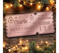 Rose Gold Mirror Acrylic Ticket Any Football Game match Xmas Personalised Any Text Voucher | Custom Surprise Reveal Voucher Ticket | Announcement Greeting Card | Note Card