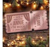 Rose Gold Mirror Acrylic Ticket Any Musical Theatre Personalised Any Text Voucher | Custom Surprise Reveal Voucher Ticket | Announcement Greeting Card | Note Card