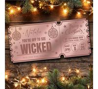 Rose Gold Mirror Acrylic Ticket Any Show Theatre Musical Christmas Personalised Any Text Voucher | Custom Surprise Reveal Voucher Ticket | Announcement Greeting Card | Note Card