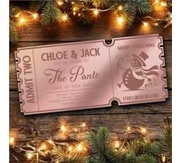 Rose Gold Mirror Acrylic Ticket Any Theatre Show Musical Panto Snowman Personalised Any Text Voucher | Custom Surprise Reveal Voucher Ticket | Announcement Greeting Card | Note Card