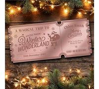 Rose Gold Mirror Acrylic Ticket Christmas Surprise Day Out Winter Wonderland Personalised Any Text Voucher Surprise Reveal Voucher Ticket | Announcement Greeting Card | Note Card